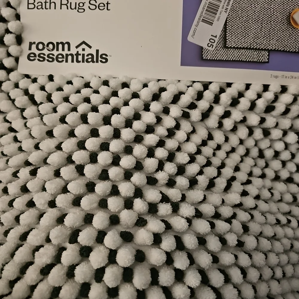 Mainstays Black and White Chenille Bath Rug Set